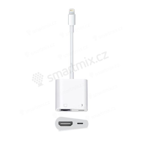 Přepojka / adaptér Lightning na HDMI + Lightning pro Apple iPhone / iPad - 10cm - bílá